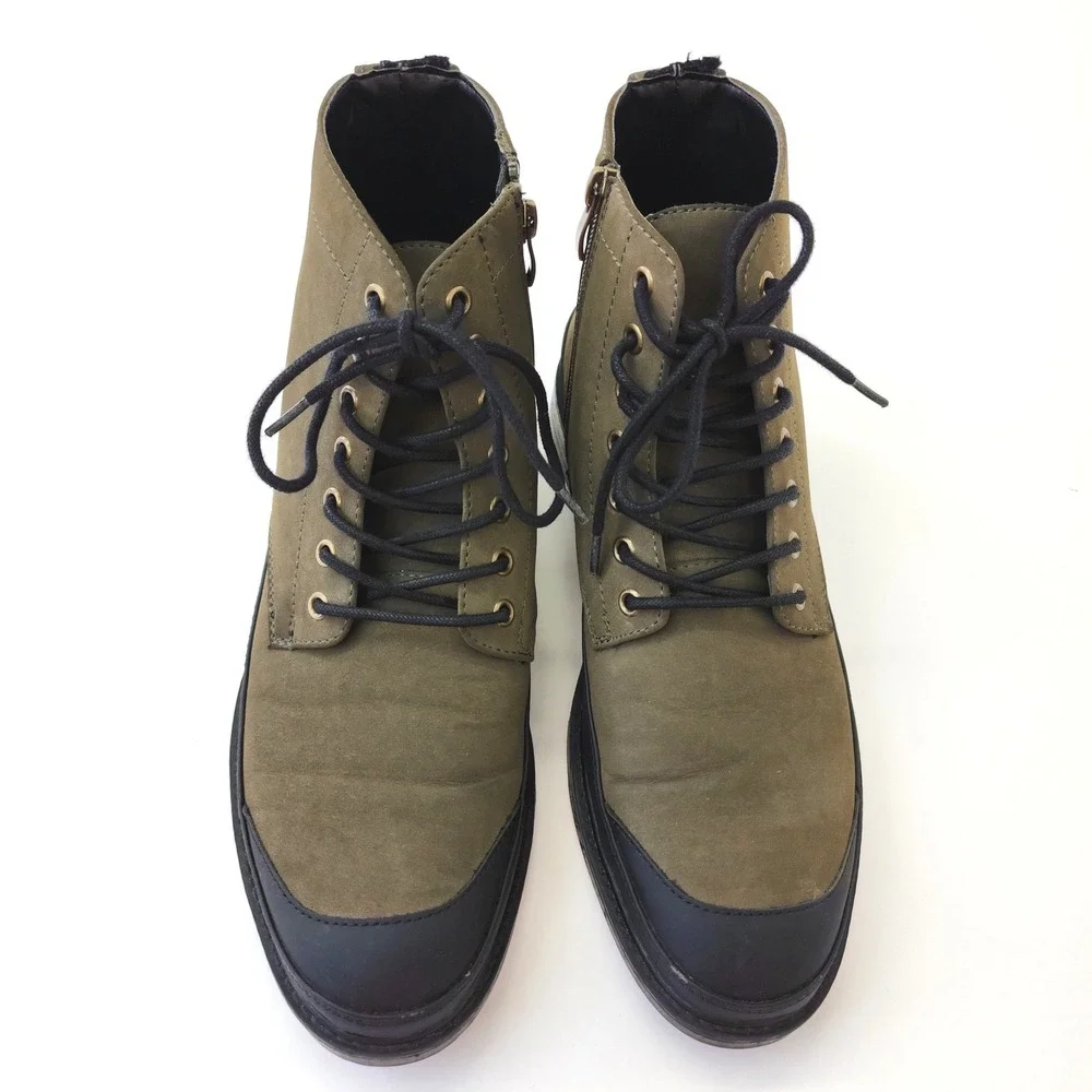 Unlisted Kenneth Cole Peyton Chukka Guard Men's Boots Olive Green Size 10 Zip Up